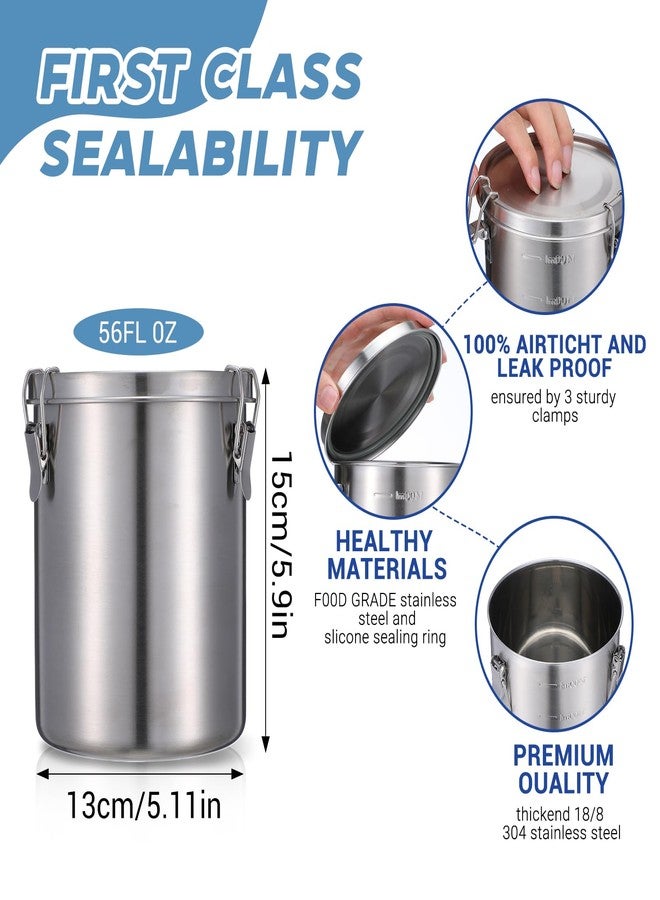 mekueeex Stainless Steel Coffee Canister for Ground Coffee | 100% Airtight Metal Food Storage Container with Lid Sealed - Keep CoffeeS Beans, Sugar, Tea Fresh for Months (56 fl oz) - Image 2